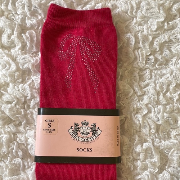 🧦3/$20 Juicy Couture Glitter Bow Red Socks - Picture 7 of 7